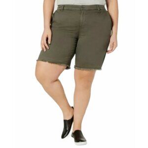 Style & Co Shorts Olive Green Frayed Hem Line Women's Plus Size 20W Mid Rise NWT
